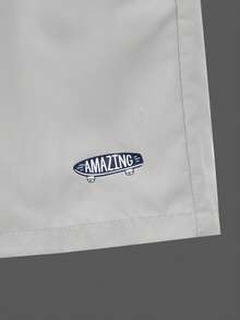 Zalmeno Men's Casual Drawstring Waist Beach Shorts, Summer - Light Grey - View 6