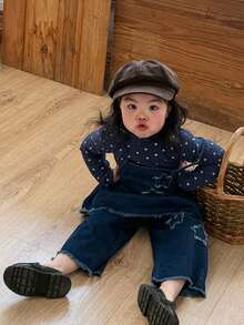 DAZY Toddler Girls' Denim Overalls With Star Applique 2 Pieces Set - Blue - View 5