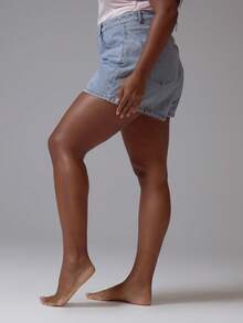 MUSERA Plus Size Mid Rise Washed Denim Shorts Spring Summer Cute Casual Everyday Vacation Holiday - Blue - View 3