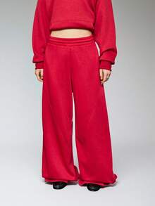 COUREZ 低腰滑板裤/Y2K冬季女装阔腿裤/夏季女装舒适运动套装 - 紅色 - 查看 1