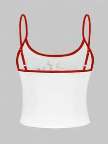 Resyla Hauts à bretelles pour femmes, design blocs de couleurs blanc et rouge, style à motif floral, article le plus vendu pour l'été - Multicolore - Voir 2