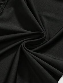 ROMWE Anime Plus Size Sexy Halter Backless Dress And Thong Lingerie Set - Black - View 3