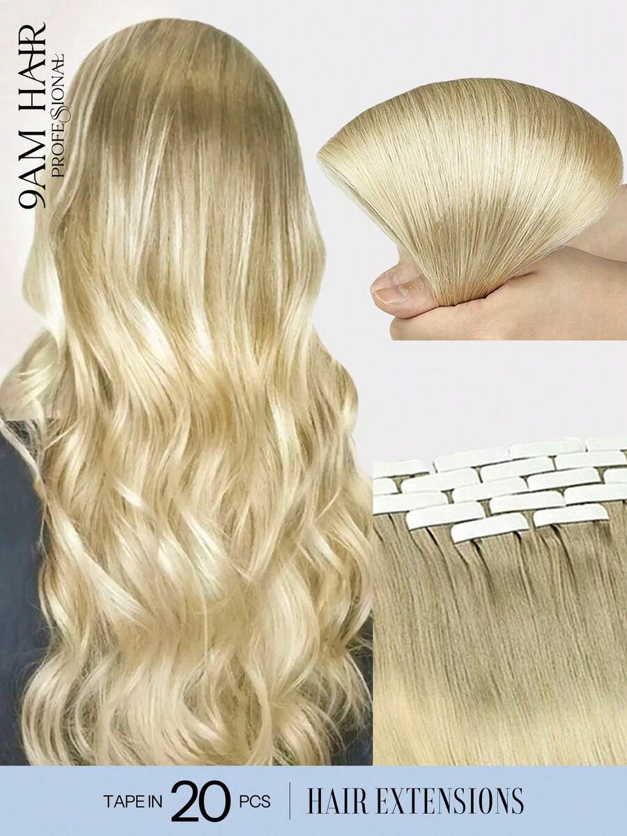 20pcs Tape In Hair Extensions Ash And Blonde Color Real Human Hair Extensions Tape In Hair Straight Remy Human Hair Tape In Hair Tape Ins Hair Extensions - S6/613 - View 1