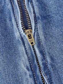 GlowEve Chân váy denim nữ màu trơn tối giản phong cách thường ngày - Màu xanh lam - Xem 3
