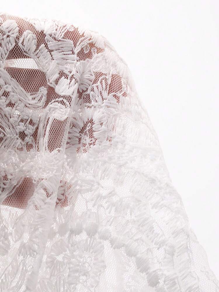 Women's Casual Vacation Style Elastic Waist Lace Long Skirt, Elegant