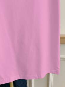 女士休闲豹纹爱心图案撞色滚边圆领短袖T恤，夏季 - 粉色 - 查看 4