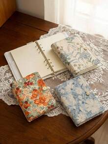 Cirelle 刺绣花朵活页笔记本 - 手工制作，可替换内芯，空白页，复古文具或返校礼物之选 - 彩色 - 查看 1