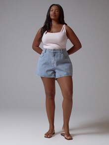 MUSERA Plus Size Mid Rise Washed Denim Shorts Spring Summer Cute Casual Everyday Vacation Holiday - Blue - View 5