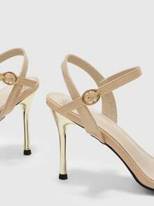 CUCCOO BIZCHIC 2025 New Versatile European And American Simple Fashion Thin Heel 9cm Medium High Heel Sandals Sexy And Thin Women's Sandals Valentine's Day - Apricot - View 8