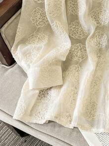 Lacomfia Áo kiểu Pháp thanh lịch, đa năng dành cho nữ cỡ lớn, thêu 3D. - Màu be - Xem 7