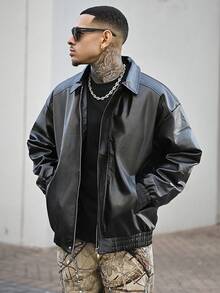 Devon Thys 男士加厚休闲商务皮夹克 - 黑色 - 查看 4