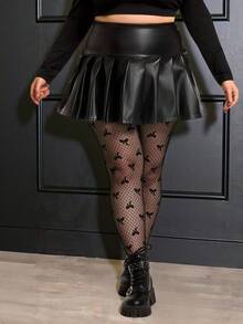 Truni Quần legging lưới xuyên thấu ren nơ gợi cảm dành cho nữ cỡ lớn, thích hợp cho các bữa tiệc, buổi hẹn hò và ngày Valentine. - màu đen - Xem 2