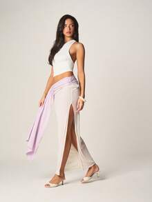 MISSGUIDED Asymmetric Polka Dot Wrap Maxi Skirt With High Slit And Tie Waist Detail For Summer - Multicolor - View 4