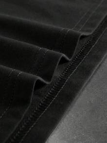 ROMWE MEN 男士休闲十字印花圆领短袖T恤，夏季 - 黑色 - 查看 3