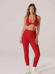 Aralina Leisurewear Active Pastel Pink High-Rise Bottom Lift Active Leggings - Red - View 11