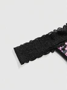 ROMWE Gothic Style Crystal Cross, Skull, Bat, Leopard Print, Spider Web Lace Thong Panties - Multicolor - View 3