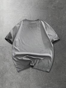 ROMWE MEN Men's Graphic Print Round Neck Casual Versatile Short Sleeve T-Shirt - Grey - View 2