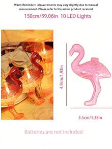 Pink Flamingo Lights, LED Flamingo String Lights Battery Operated Fairy Lights Outdoor Tropical Hawaiian Luau Party Wedding Birthday Decor,Christmas - Pink - View 9