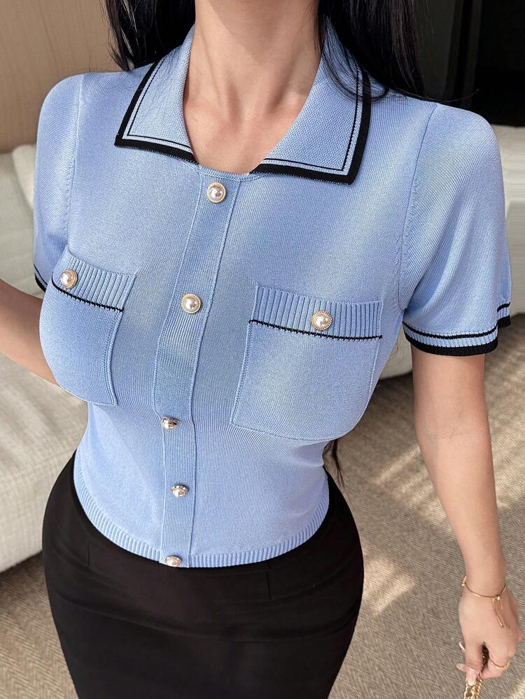 Women's Fitted Sweater With Decorative Stitching, Suitable For Summer, Spring, Valentine's Day, Wedding And Party