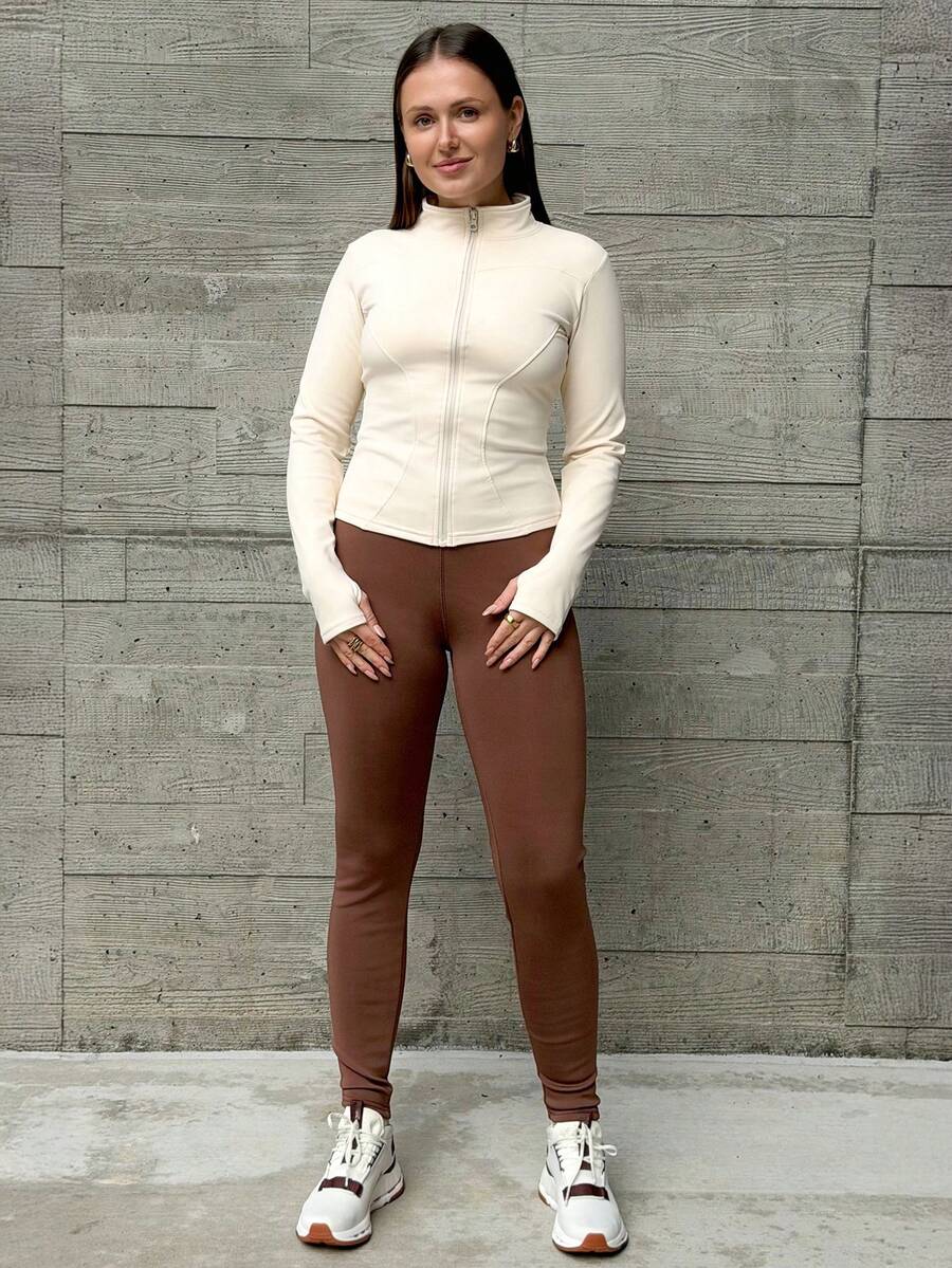 Kuleshova 女士保暖内衬紧身裤 - 咖啡棕 - 查看 1