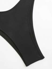 Bonvoyette Women's Black & White Spaghetti Strap Tie-Up Sexy Beach 3 PiecesBikini Swimwear, Summer - Black - View 4