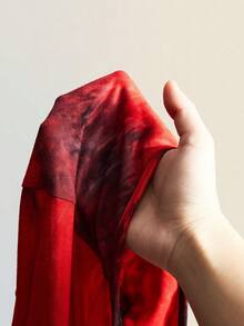 SHEIN ICON 系领紧身露背扎染迷你连衣裙 - 酒紅色 - 查看 9