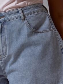 MUSERA Plus Size Mid Rise Washed Denim Shorts Spring Summer Cute Casual Everyday Vacation Holiday - Blue - View 6