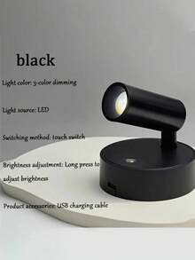 1PC LED Rechargeable Wall Light, Magnetic Spotlight, Painting Light, Nightlight, Bedside Reading Lamp, Eye-Caring Bedroom Night Light, Dimmable, Wireless No Drilling, 360° Rotatable Touch Control, Rechargeable Battery - 彩色 - 查看 11