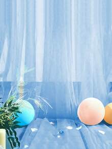 1 Roll Sheer Blue Organza Fabric, Wedding Gauze Roll For Chair Sash Table Runner Backdrop, DIY Sewing Mesh For Party Bridal Shower Decor - Blue - View 6