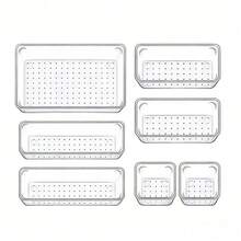 Hộp đựng mỹ phẩm, bộ ngăn kéo trong suốt, 7 kích cỡ để bàn trang điểm, vách ngăn bằng nhựa chống trượt, thích hợp đựng mỹ phẩm, dụng cụ nhà bếp, văn phòng phẩm, v.v., hộp đựng dễ lau chùi giúp sắp xếp nhà cửa gọn gàng, khay đa chức năng cho phòng tắm và phòng thay đồ. - Nhiều màu - Xem 16