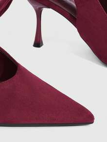 CUCCOO SZL Women's Suede Burgundy Sexy Pointed Toe Bow Tie Fashion Date High Heel Pumps - Burgundy - View 12
