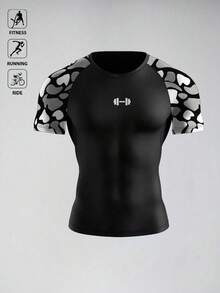 Manfinity Sport PWRUP Men's Camouflage Print Crew Neck Slim Fit Summer Short Sleeve Athletic T-Shirt - Multicolor - View 4