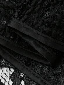 Women's Solid Color Sheer Lace Fabric Round Neck Long Flare Sleeve Loose Casual Blouse, Suitable For Spring And Summer - Black - View 8