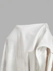 SHEIN MOD 女士垂褶领扎染修身美人鱼连衣裙 - 黑與白 - 查看 5