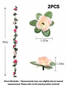 SHEIN Basic living 1/2/5件/包 人造花卉植物 45头仿真玫瑰藤蔓花卉 家居酒店办公室婚礼派对花园工艺品装饰 - 紅+粉 - 查看 18