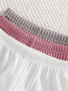 SHEIN Playful Pals Bộ 3 món quần áo bé gái kiểu dáng dễ thương, in hình trái tim, chất liệu dệt kim gân, tay ngắn, dáng suông, mềm mại, dày dặn, gồm áo, áo thun, quần short và quần dài, thích hợp mặc mùa hè, bộ đồ thường ngày hai mảnh, mặc hàng ngày, mùa xuân hè. - Nhiều màu - Xem 5