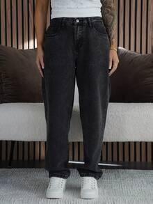 SAYEHFBABY PETITE 女式休闲修身锥形七分牛仔裤，蓝色低腰宽松牛仔裤，喇叭裤型女式牛仔裤，娇小女式牛仔裤 - 黑色 - 查看 6