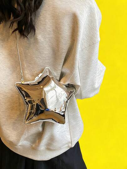 Joivida 1 Pc Cute Mini Star Fashion Bag,Women's Banquet Bag,Star Balloon Shoulder Bag,High-Quality Celebrity Handbag,Fashion Style Party Bag,Women's Solid Color Dinner Party Bag,Exquisite Chain Crossbody Bag,Suitable For New Year Party Back To School,Perfect Gift,Family Partner Friends