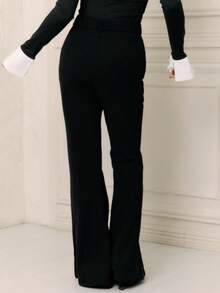 Criza Taa Solid Flare Leg Pants - Black - View 2