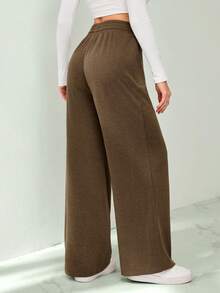 SHEIN Tall 女士咖啡棕色抽绳腰休闲运动裤 - 咖啡棕 - 查看 2