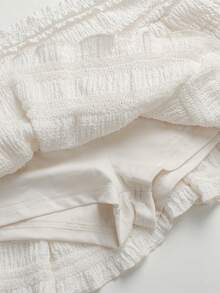 SHEIN Falda corta de niña preadolescente de color albaricoque, con diseño elegante y minimalista de cordón, fruncido y lazo - Albaricoque - Ver 5