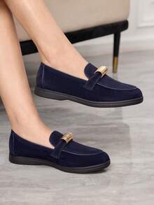 Sleekvia Mocasines planos versátiles y casuales con decoración de flecos para ir y venir - Azul - Ver 4