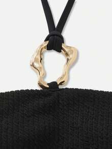 Swim Oasis Women's Beach Vacation Halter One Piece Swimsuit & Pants - Black - View 10