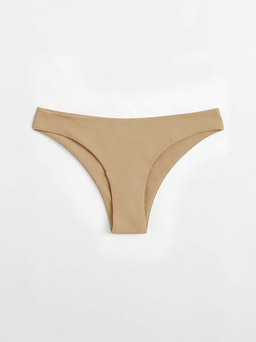 Swim Basics 女士纯色简约日常泳裤 - 米色 - 查看 1