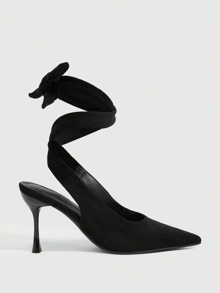 CUCCOO SZL Women's Suede Black Sexy Pointed Toe Bow Tie Fashion Date High Heel Pumps Spring Shoes