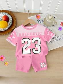 2件套少女休闲简约短袖短裤套装，适合夏季，粉色甜美运动风，适合校园聚会、运动、休闲聚会等场合。 - 彩色 - 查看 3