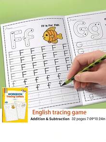 MINKOJA Sách bài tập viết chữ cái ABC 32 trang dành cho trẻ em phù hợp cho các bài tập viết chữ cái từ A đến Z ở độ tuổi mẫu giáo và nhà trẻ. Sách học viết sớm thú vị với các trang vẽ, vở tập viết, từ vựng kỳ diệu, quà tặng tuyệt vời, sách bài tập, sách viết tiếng Anh vui nhộn là những món quà sinh nhật, quà tặng ngày lễ vui nhộn cho trẻ em và lựa chọn quà tặng đồ chơi giáo dục từ mùa xuân đến mùa hè. - Nhiều màu - Xem 9
