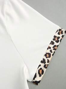 Resyla Women's Casual Leopard Print Loose Short Sleeve T-Shirt, Summer - White - View 3