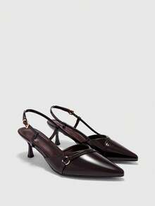 CUCCOO BIZCHIC 女士尖头细高跟鞋 时尚魅力性感派对宴会女士高跟鞋，带踝带 - 咖啡棕 - 查看 5