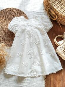 Vintaside Kids Girls Floral Mesh Dress, Elegant Countryside Style, & Cute, Versatile For Spring/Summer - Apricot - View 3